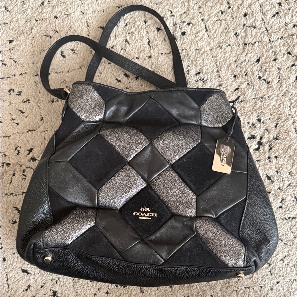 Coach Black and Silver Shoulder Bag